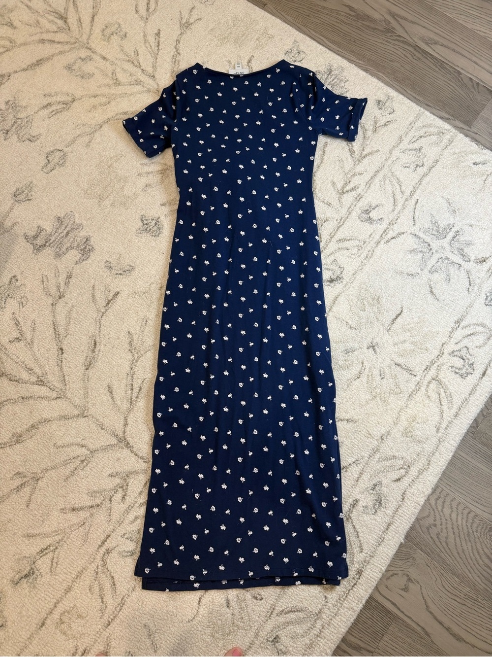 ON 34TH Navy Floral Side Tie Midi Dress XXS | Like New - Picture 6 of 6